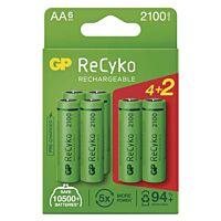 GP Baterie tužková nabíjecí ReCyko 2100mAh AA (HR6) blistr 6ks (4+2)