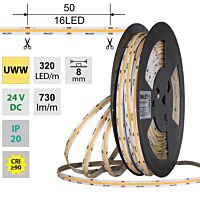 LED pásek COB UWW, 320LED/m, 8W/m, DC 24