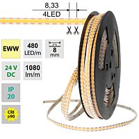 LED pásek COB EWW, 480LED/m, 12W/m, DC 2