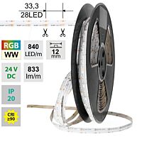 LED pásek COB RGB + WW, 840LED/m, 18W/m,