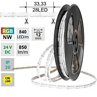 LED pásek COB RGB + NW, 840LED/m, 18W/m,