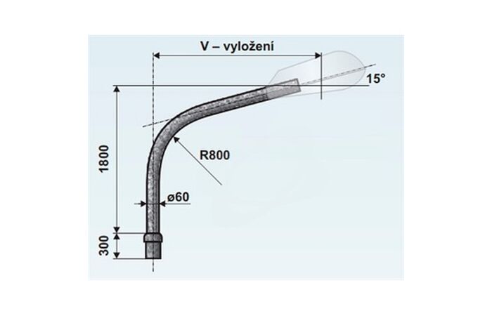 AMAKO Výložník V1/1500 obloukový na stožár ukončený průměrem 89 mm žárový zinek