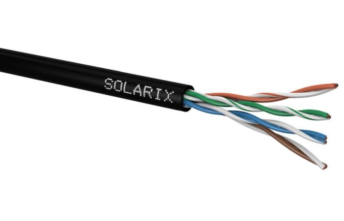 SOLARIX Kabel UTP 4x2x0,5 CAT5E PE venkovní (balení 305m/box)