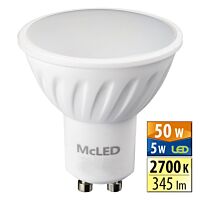 MCLED Žárovka LED 5W-50 GU10 2700K 100°