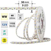 MCLED Pásek LED SMD5050 WW, 60LED/m, 14,4W/m, DC 12V, 1152lm/m, IP20, 10mm, 50m