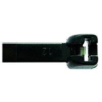 PROTEC.CLASS Pásek vázací  200x2,5mm, ocelová spona, PA, černá (100ks)