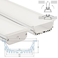MCLED Profil AL 58x20mm, AH vestavný, mléčný difuzor, komplet, 2m