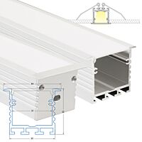 MCLED Profil AL 44x35mm, AE vestavný pro sádrokarton, mléčný difuzor, komplet, 2m