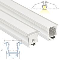 MCLED Profil AL 24x20mm, AC vestavný pro sádrokarton, mléčný difuzor, komplet, 2m