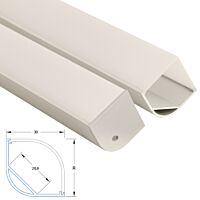 MCLED Profil Al 30x30mm, RH rohový, mléčný difuzor, komplet, 1m