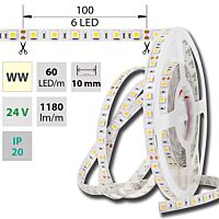 MCLED Pásek LED SMD5050 WW, 60LED/m, 14,4W/m, DC 24V, 1152lm/m, IP20, 10mm, 5m