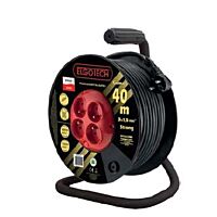 ELGOTECH Přívod prodlužovací  50m  zásuvky 4x230V/16A s bubnem IP20 černá (H05RR-F 3x1,5)