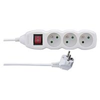 EMOS Přívod prodlužovací   3m  3zásuvka 250V/10A s vypínačem IP20 bílá