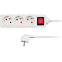 SOLIGHT Přívod prodlužovací  1,5m  3zásuvka 230V/10A s vypínačem IP20 bílá
