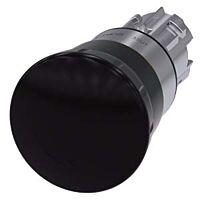 SIEMENS Tlačítko hřibové, 22 mm, kulaté, kov, s vysokým leskem, černá barva, odblokování otočením