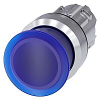 SIEMENS Tlačítko hřibové, osvětlené, 22 mm, kulaté, kov, s vysokým leskem, modrá, 30 mm
