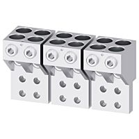 SIEMENS  Bloková svorka Cu/Al kabely 4x(150 ÷ 300) mm2, s prodlouženým krytem svorek, potenciál. svorka, 3 ks, pro odnímatelné provedení, pro 3VA15, 3VA25,3VA26 do 1250 A  typ 3VA9603-0JJ45