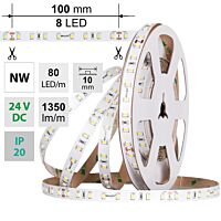 MCLED Pásek LED SMD2835 NW, 80LED/m, 7,2W/m, DC 24V, 1350lm/m, CRI90, IP20, 10mm, 50m