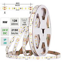MCLED Pásek LED SMD2835 NW, 128LED/m, 11,5W/m, DC 24V, 2150lm/m, CRI90, IP20, 10mm, 5m