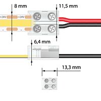 MCLED Konektor připojovací šroubovací  jednobarevných LED pásků 8mm, 2 piny, 6A
