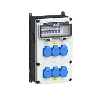 zás. 6x 16A 230V, chránič 2p, jističe