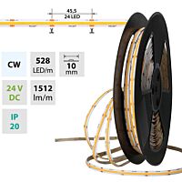 LED pásek COB CW, 528LED/m, 14W/m, DC 24