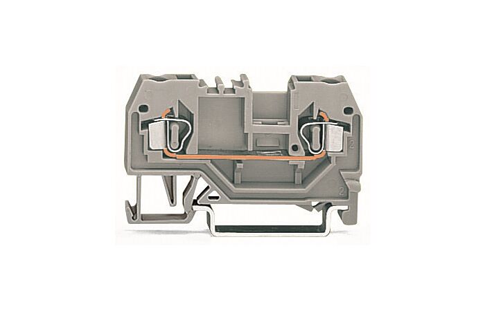 WAGO Svorka 280-901 2vodičová, řadová, průchozí, na DIN lištu 35 × 15 a 35 × 7,5, CAGE CLAMP®, 2,50 mm², šedá
