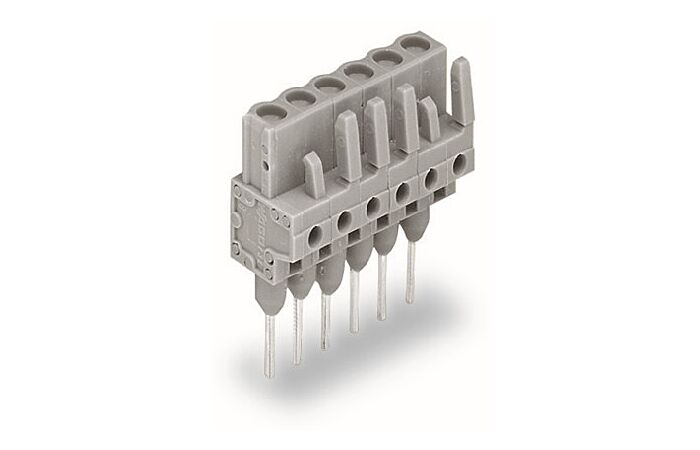 WAGO Konektor 232-135/005-000 (zásuvka) pro řadové svorky Kolíky 0,6 × 1 mm Rovné provedení, šedá