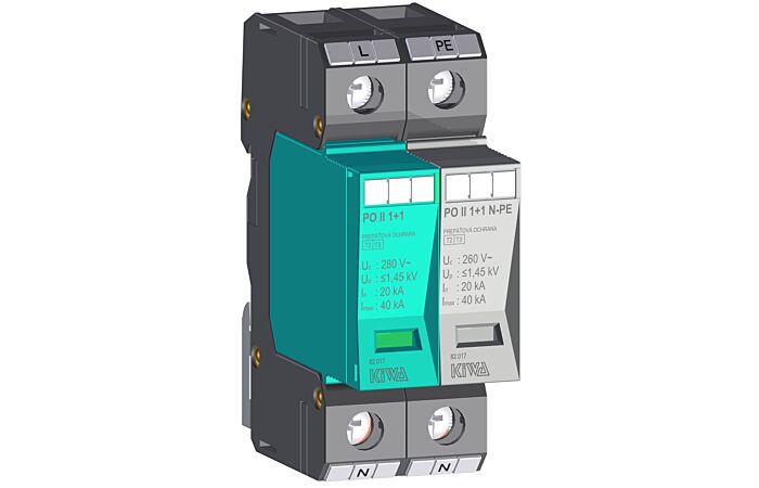 KIWA Svodič II+III PO II 1+1 280V/40kA přepětí, modulární