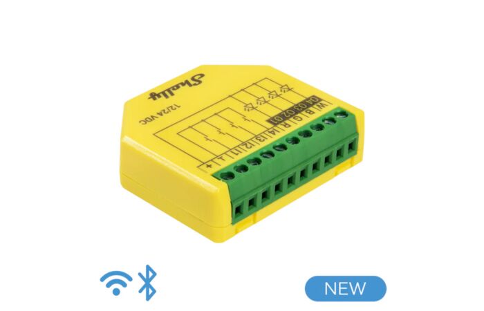 SHELLY Modul SHELLY Plus RGBW PM ř&iacute;zen&iacute; LED p&aacute;sků, 12/24V DC, WiFi, Bluetooth